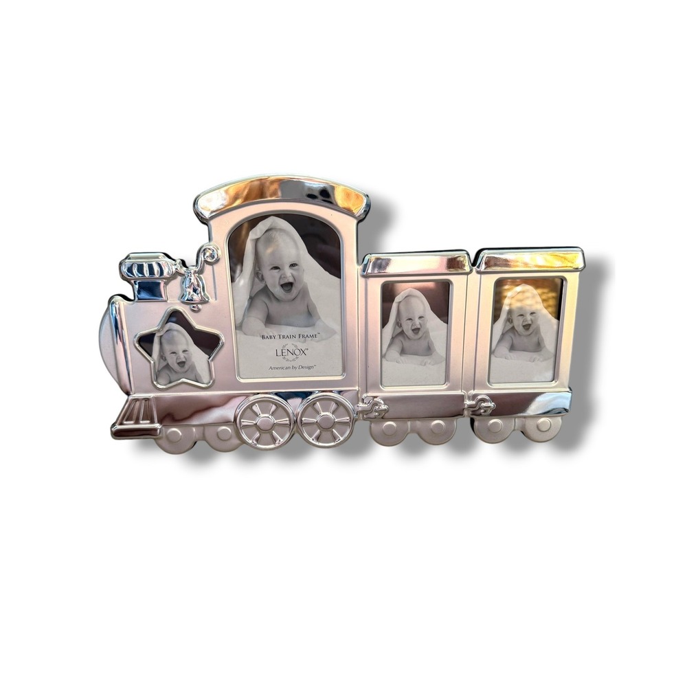 Lenox Baby Train Photo Frame Silver Plated 4 Picture Locomotive Nursery Gift Box